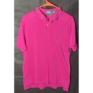 Vintage Ralph Lauren Polo Shirt Mens Large Hot Pink Golf Rugby Preppy Casual